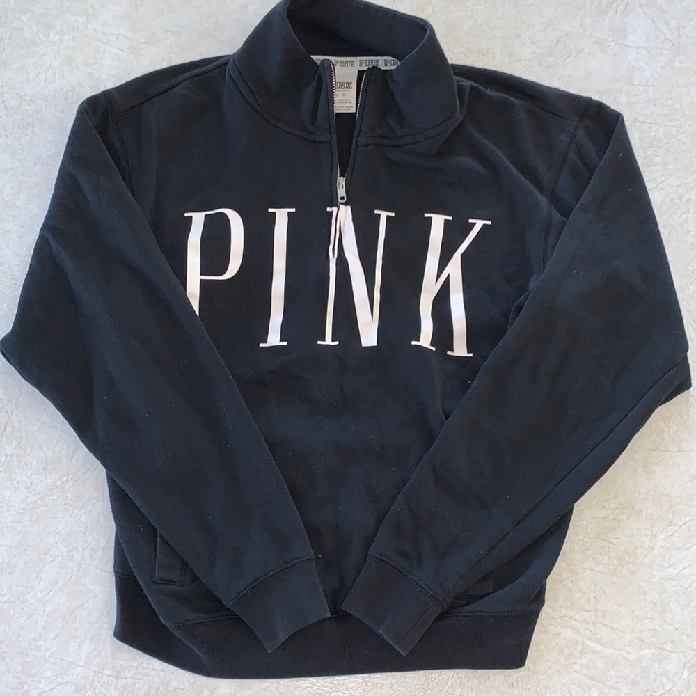 Victoria Secret Pink Black Half Zip